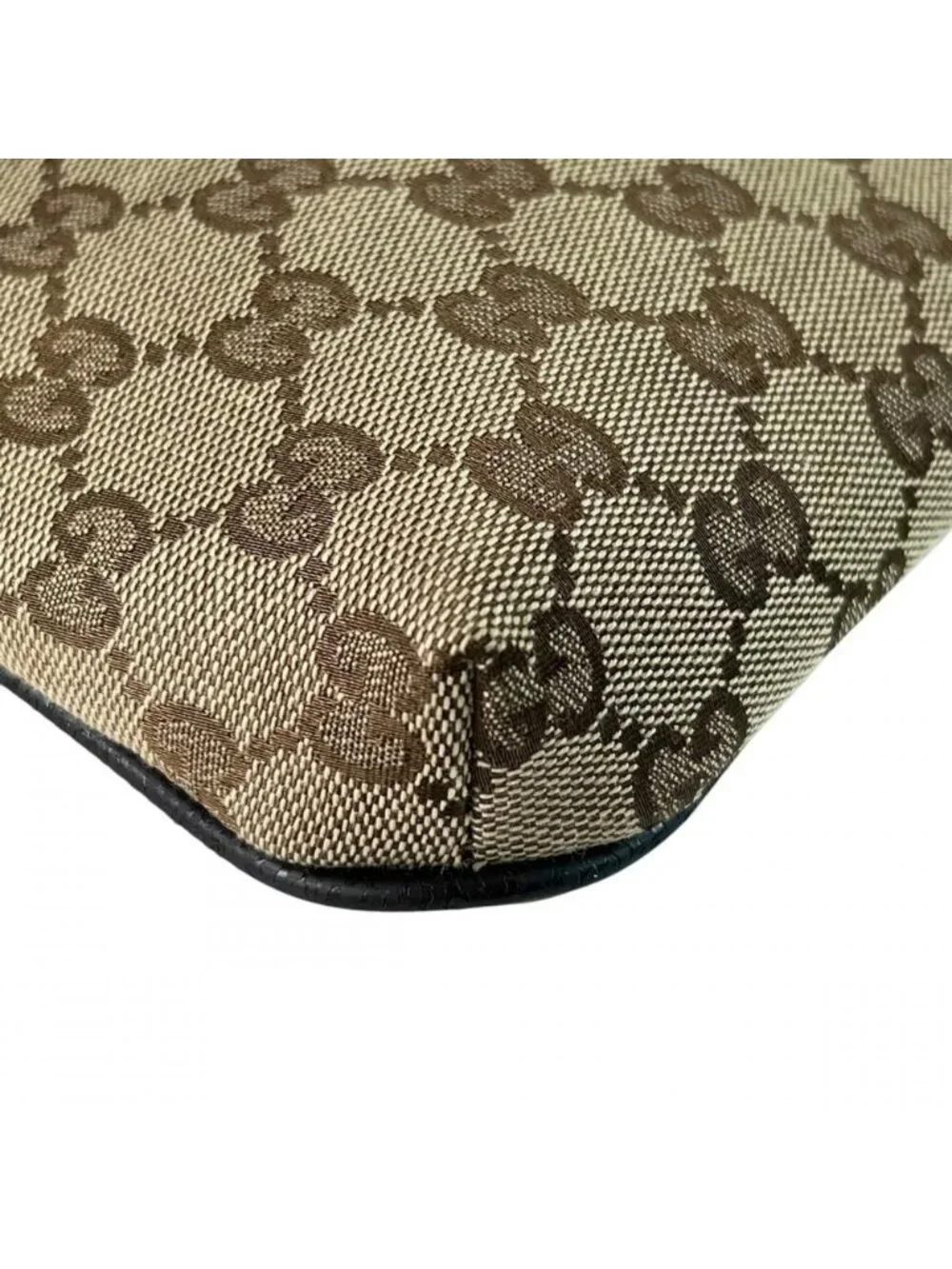 Gucci Shoulder Bag Crossbody GG Canvas Leather Brown Silver